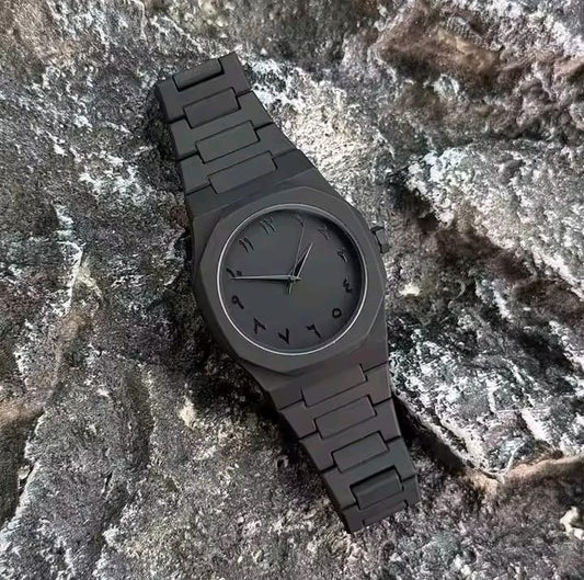 Black Arabic Aura Watch For Men Stylish And Trendy Watches For Boys 100% Fiber