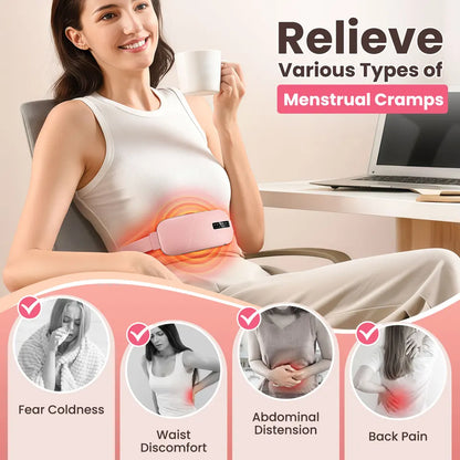 Cordless Electric Heating Massage Belly Wrap Belt for Cramps, Menstrual Period, Back