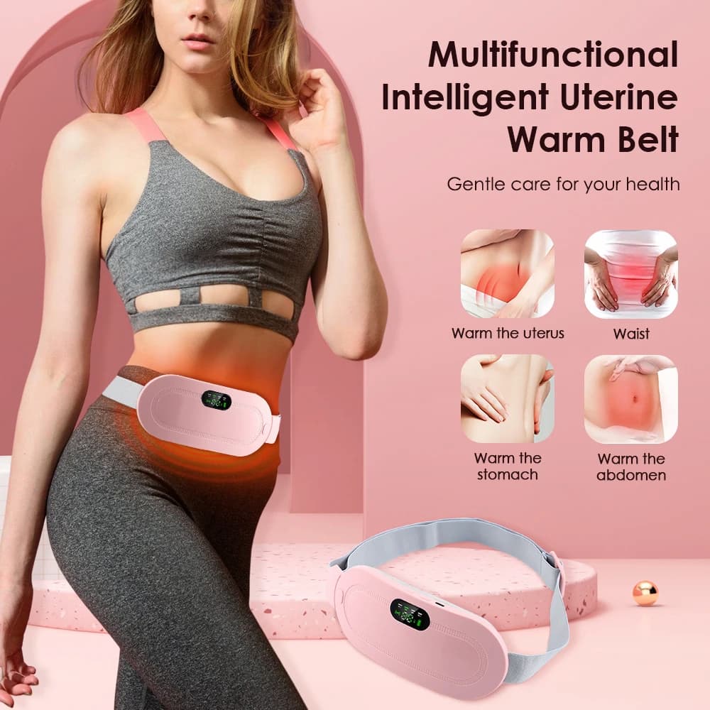 Cordless Electric Heating Massage Belly Wrap Belt for Cramps, Menstrual Period, Back