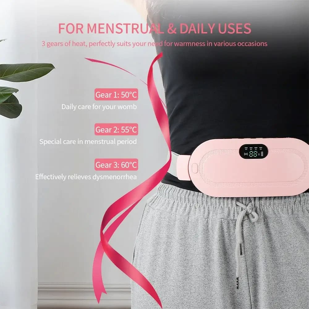 Cordless Electric Heating Massage Belly Wrap Belt for Cramps, Menstrual Period, Back